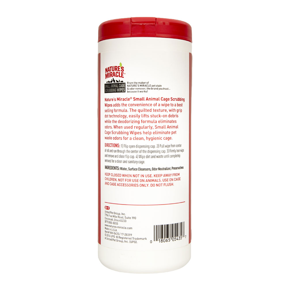 Nature s Miracle Small Animal Cage Scrubbing Wipes 30 Count